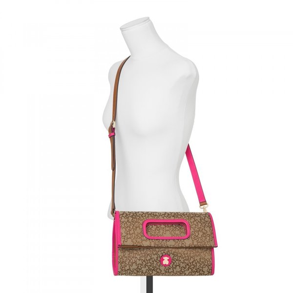 Kaos Mini Jacquard shoulder bag in camel color
