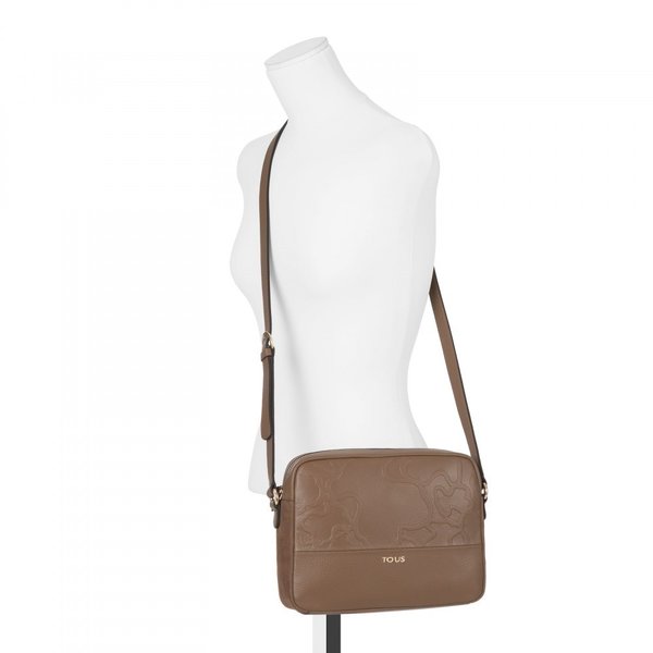 Leather Lake shoulder bag in stone color
