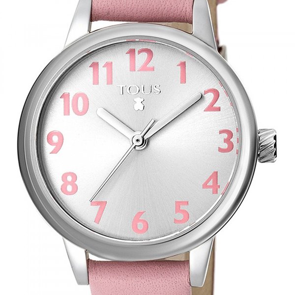 Dreamy Steel Watch with Pink Leather Strap