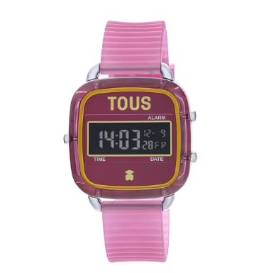 Reloj digital de policarbonato con correa de silicona fucsia D-Logo Fresh