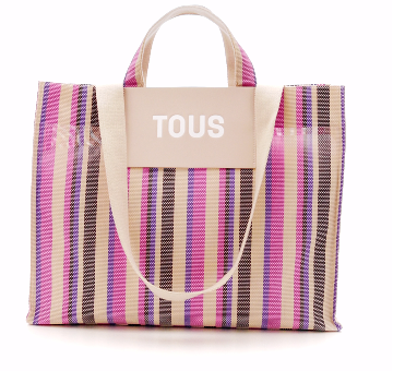 Shopping grande Beige- rosa Stripes - Tous
